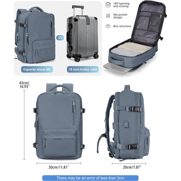 Large Travel Backpack Bag for Women Men,Carry on Backpack,17 Inch Laptop Bag - Picture 2 of 7